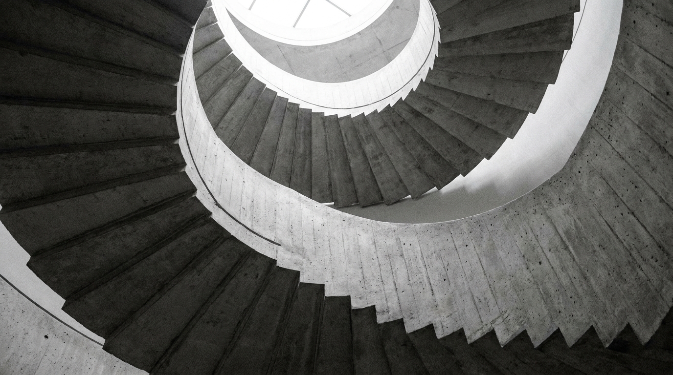 Escalera de caracol de hormigón, paso a paso